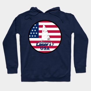 laser class sailboat on flag USA Hoodie